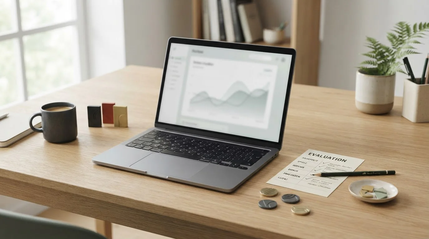Illustrativer Deutschland-Check für einen Online-Casino-Test mit Laptop, Euro-Symbolik und Prüfliste